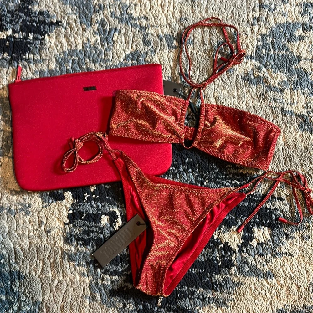 Ruby sparkle swimsuit set with bag. - Picture 1 of 4